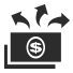 Illustration of a dollar bill with three arrows extending outward in separate directions