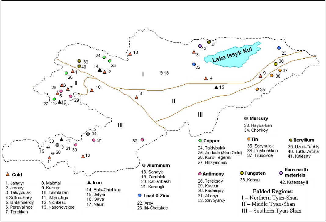 Месторождения киргизии. Месторождения золота в Киргизии. Полезные ископаемые Киргизии карта. Карта золотых месторождений Киргизии. Карта месторождений полезных ископаемых Кыргызстан.