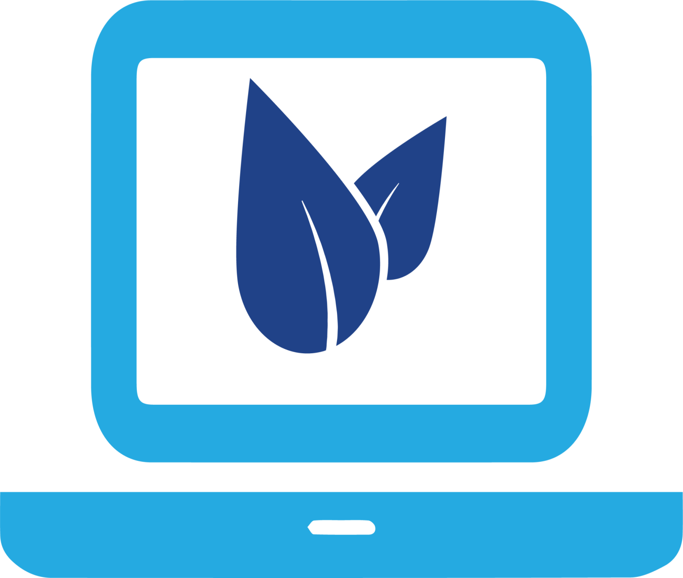 computer with leaves on screen icon