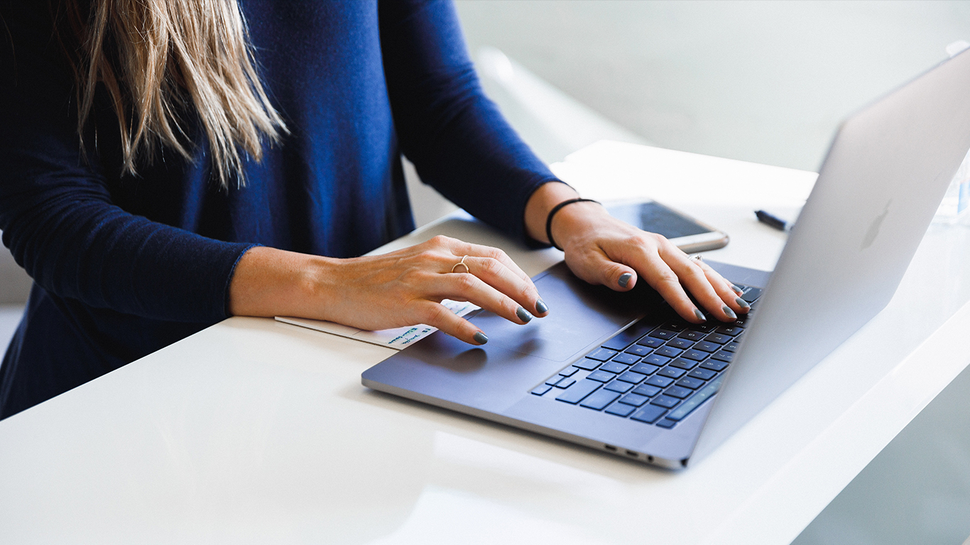 female working on laptop