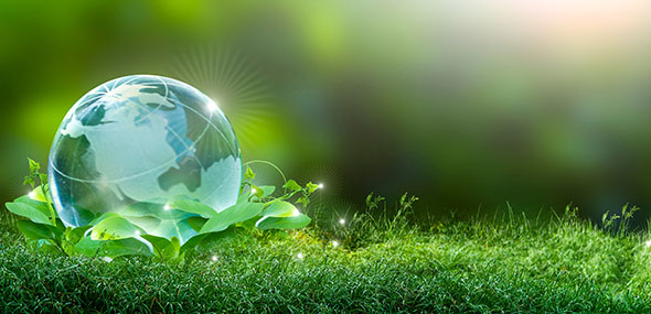 clean climate technology globe on grass