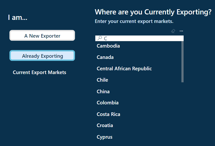 “Exporter Type” page in the tool menu