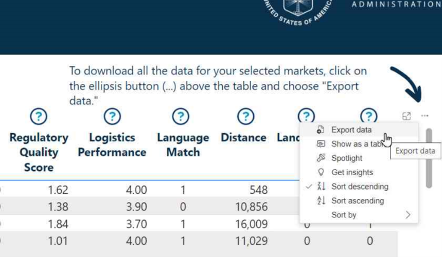 export options in tool