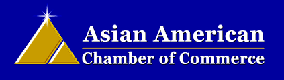 Yellow triangle on the left with Asian American Chamber of Commerce text on the right.