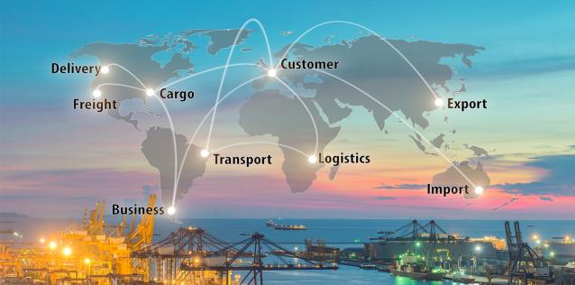 Map global logistics partnership connection of container cargo overlay image