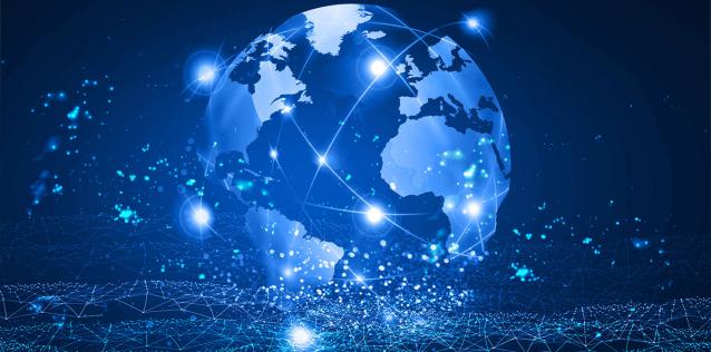 Blue Globe with Digital Overlay
