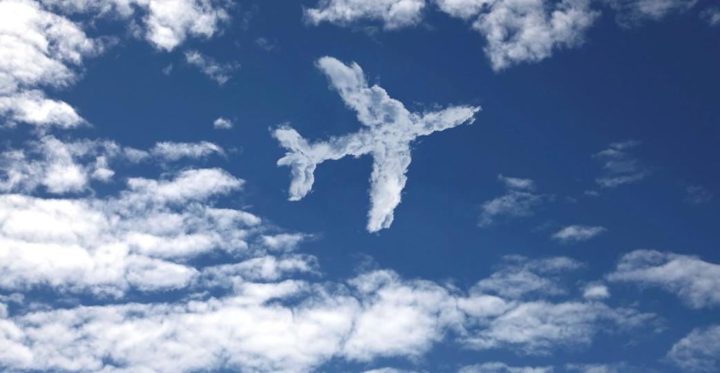 Airplane formed of clouds