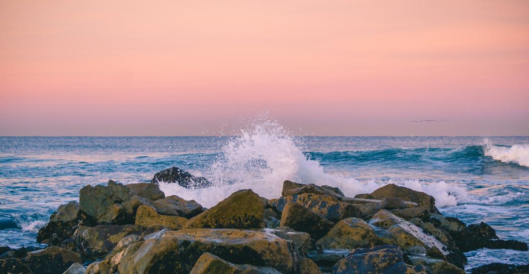 Waves hitting rocks