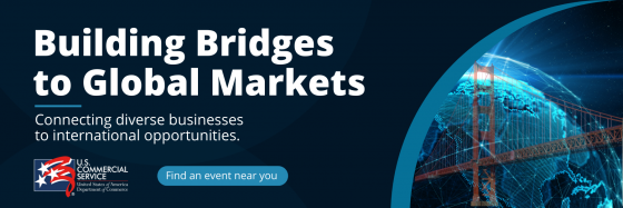 Building Bridges to Global Markets program with image of globe with bridge ovelaid
